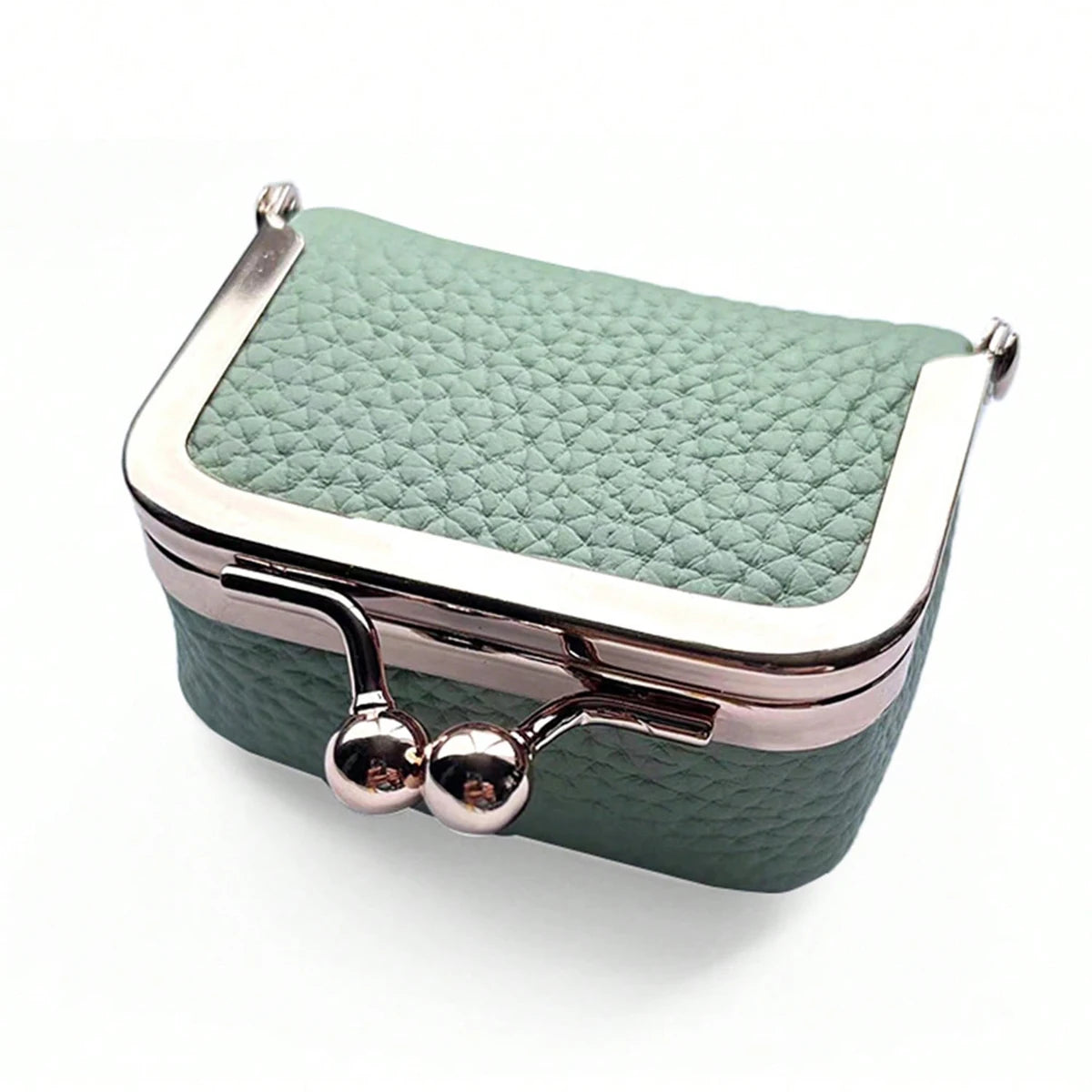 Mini Leather Coin Purse with Kiss Lock Clasp