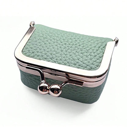 Mini Leather Coin Purse with Kiss Lock Clasp