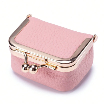 Mini Leather Coin Purse with Kiss Lock Clasp