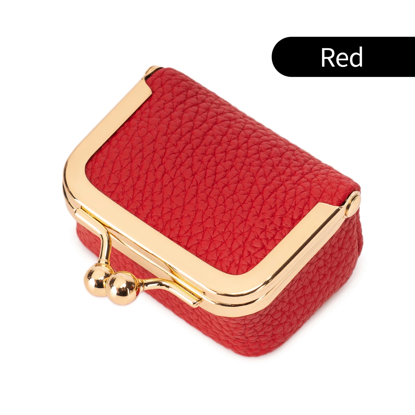 Mini Leather Coin Purse with Kiss Lock Clasp