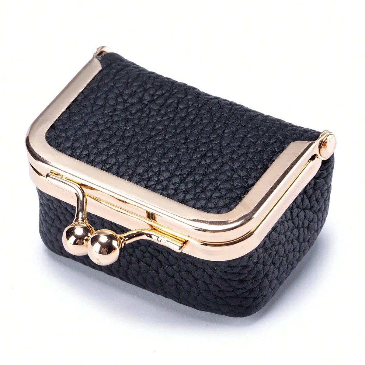 Mini Leather Coin Purse with Kiss Lock Clasp