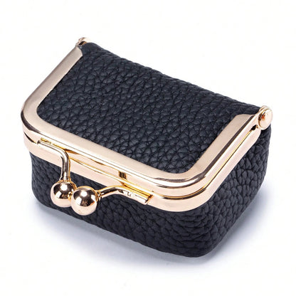 Mini Leather Coin Purse with Kiss Lock Clasp