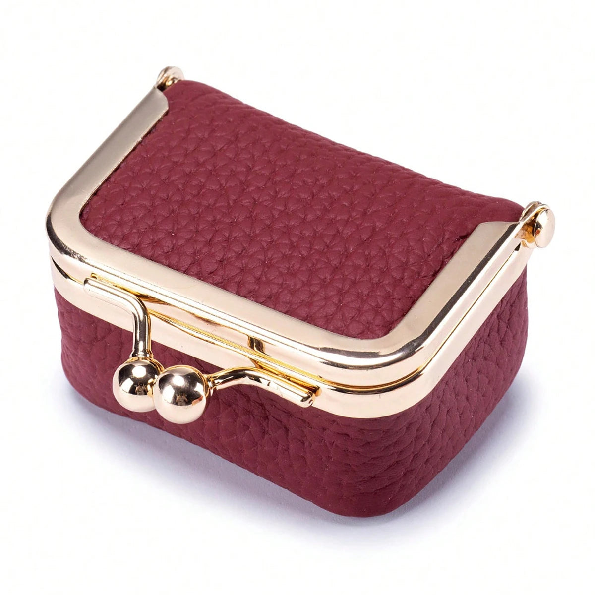 Mini Leather Coin Purse with Kiss Lock Clasp