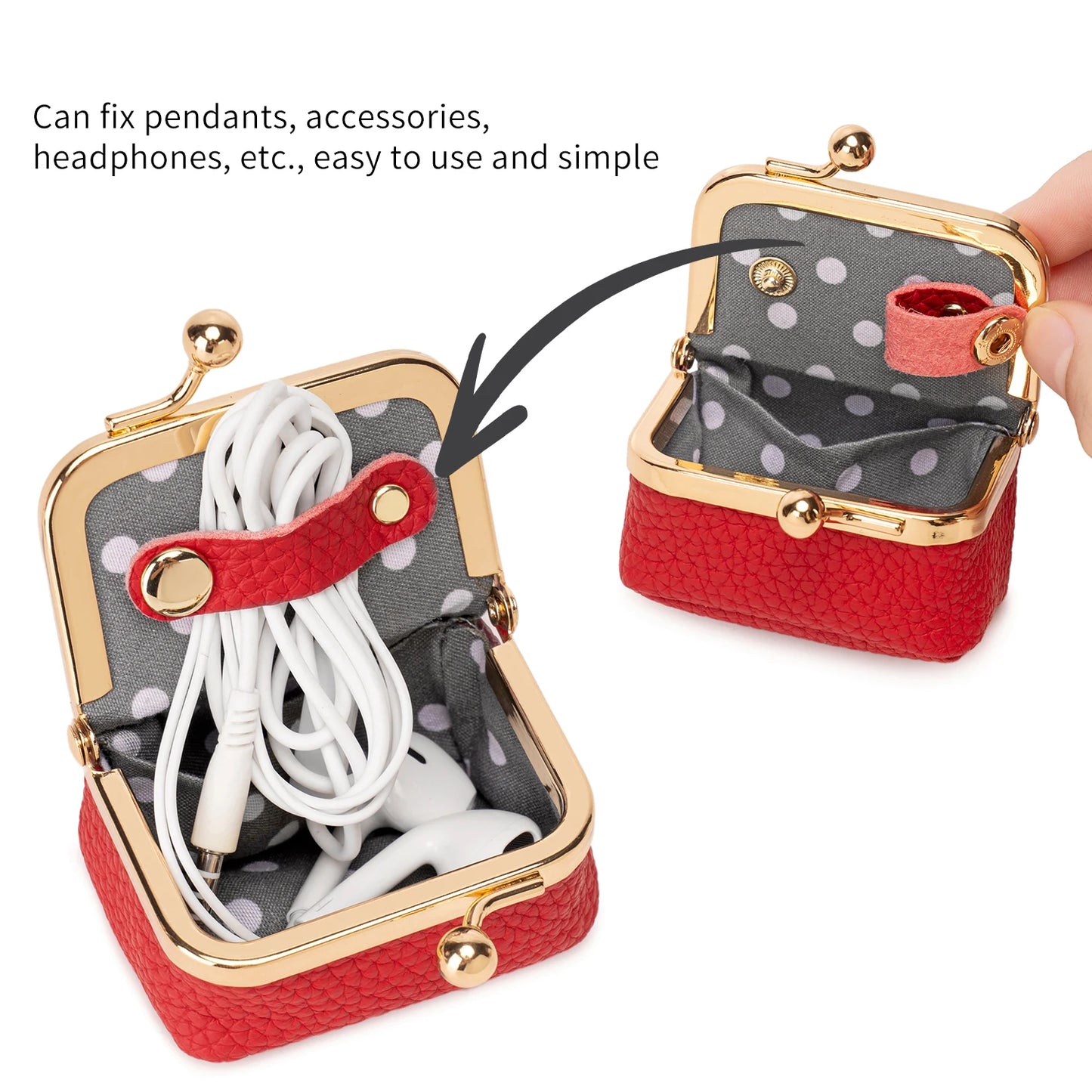 Mini Leather Coin Purse with Kiss Lock Clasp