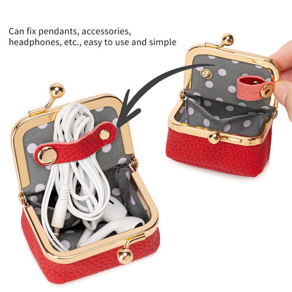 Mini Leather Coin Purse with Kiss Lock Clasp