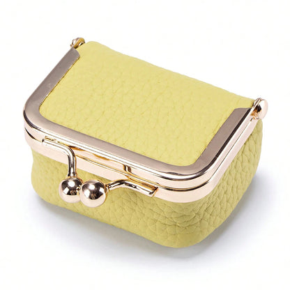 Mini Leather Coin Purse with Kiss Lock Clasp