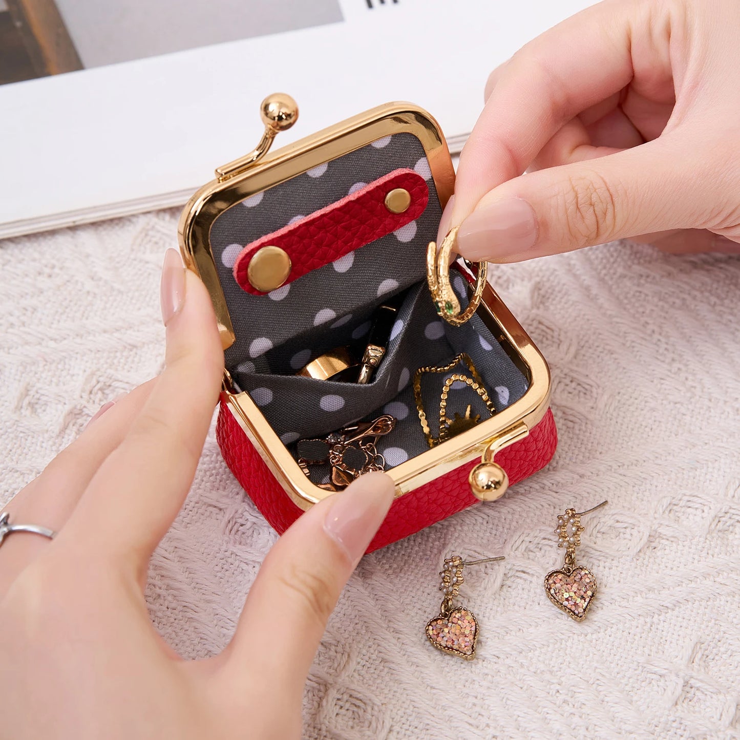 Mini Leather Coin Purse with Kiss Lock Clasp