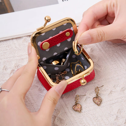 Mini Leather Coin Purse with Kiss Lock Clasp